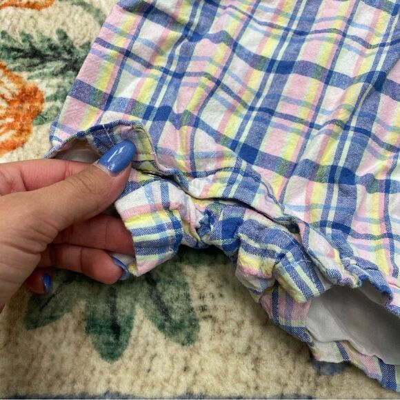 Janie & Jack Baby Overall Romper Pink and Blue Plaid 3-6 months - Picture 3 of 6